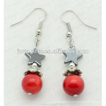 Fashion Hematite Star Beads Earring, perles d&#39;hématite et boucles d&#39;oreilles en argent couleur boucles d&#39;oreilles hematite 2pcs / set